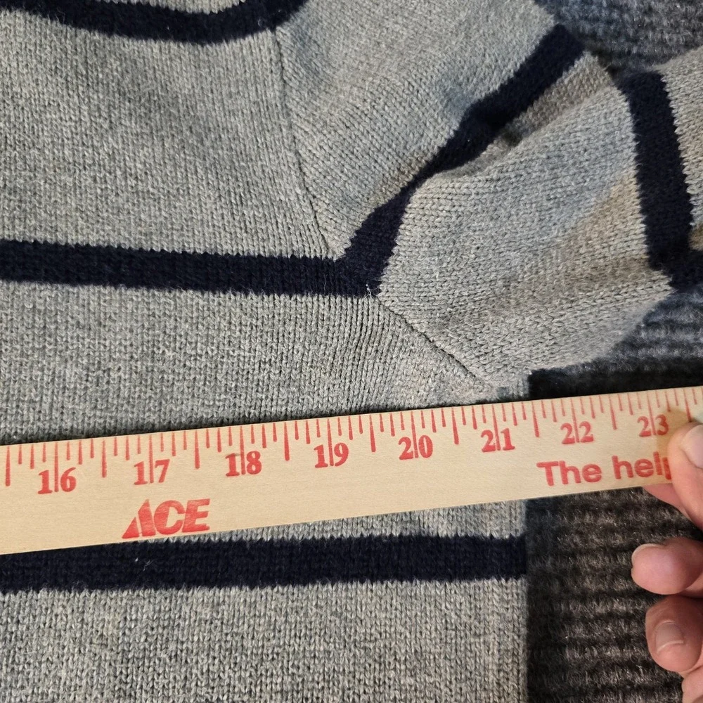 Polo Ralph Lauren Quarter Zip Sweater Men's Medium Gray & Blue Striped
